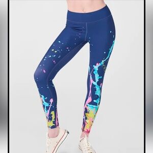 NWOT Terez Midnight Blue Splatter DuoKnit Leggings Size Small
